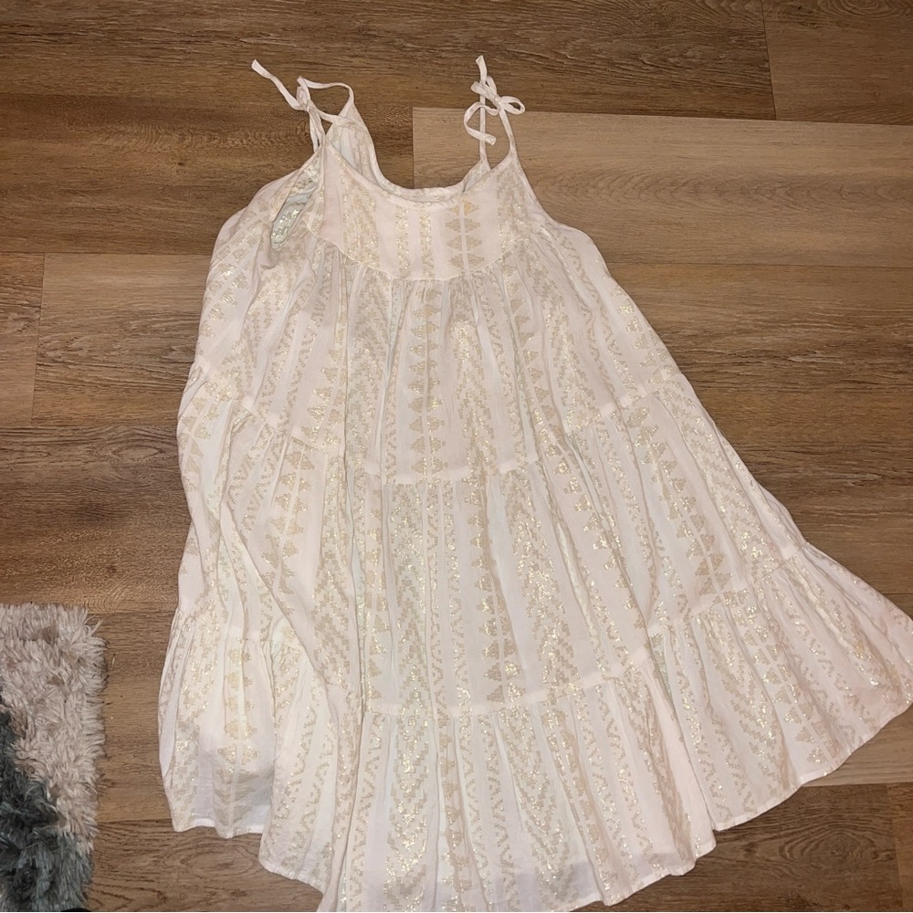 Elan Cream Dress with Subtle Gold Accents - Picture 4 of 9